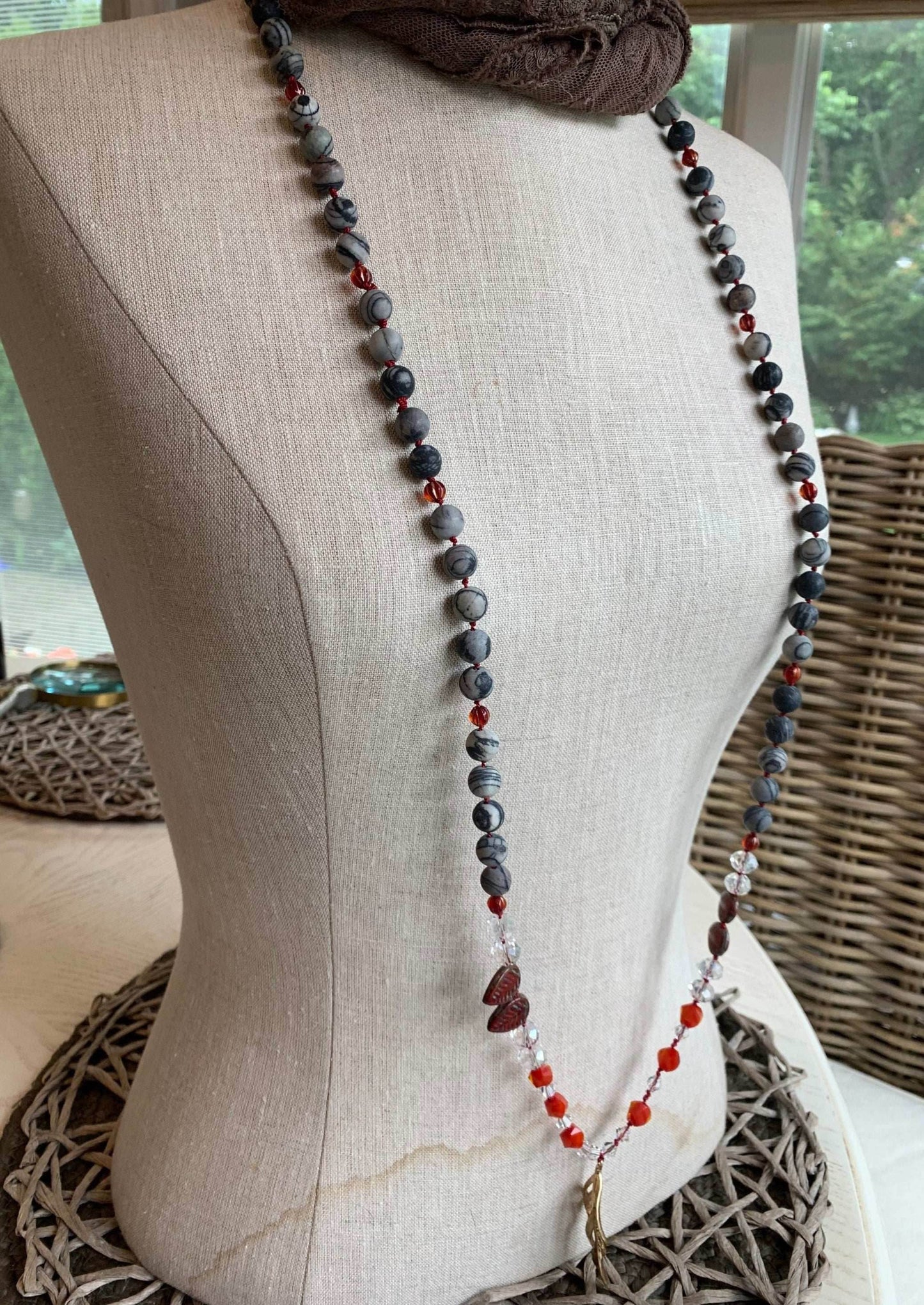 Golden Feather Long Necklace -