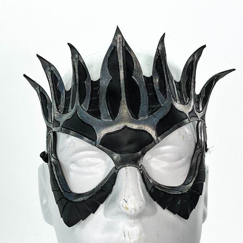 Masquerade Crown Mask of Handmade Genuine Leather in Metallics -