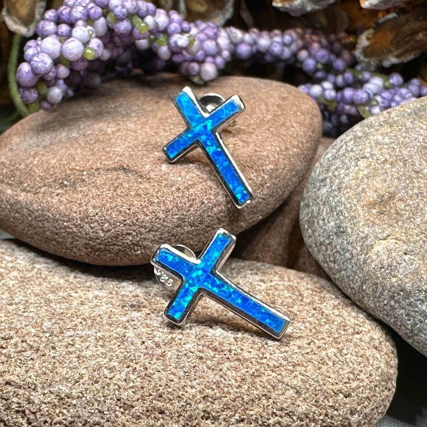 Serene Soul Opal Cross Earrings -