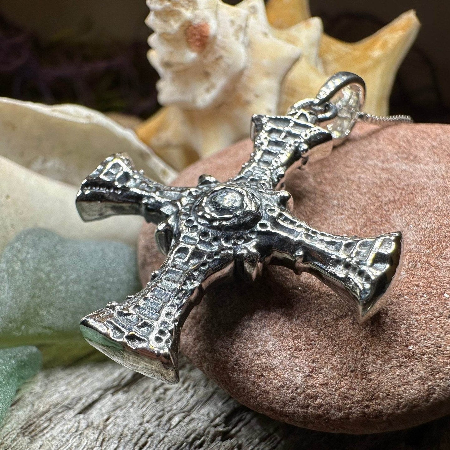 Saint Cuthbert Celtic Cross Necklace - 18