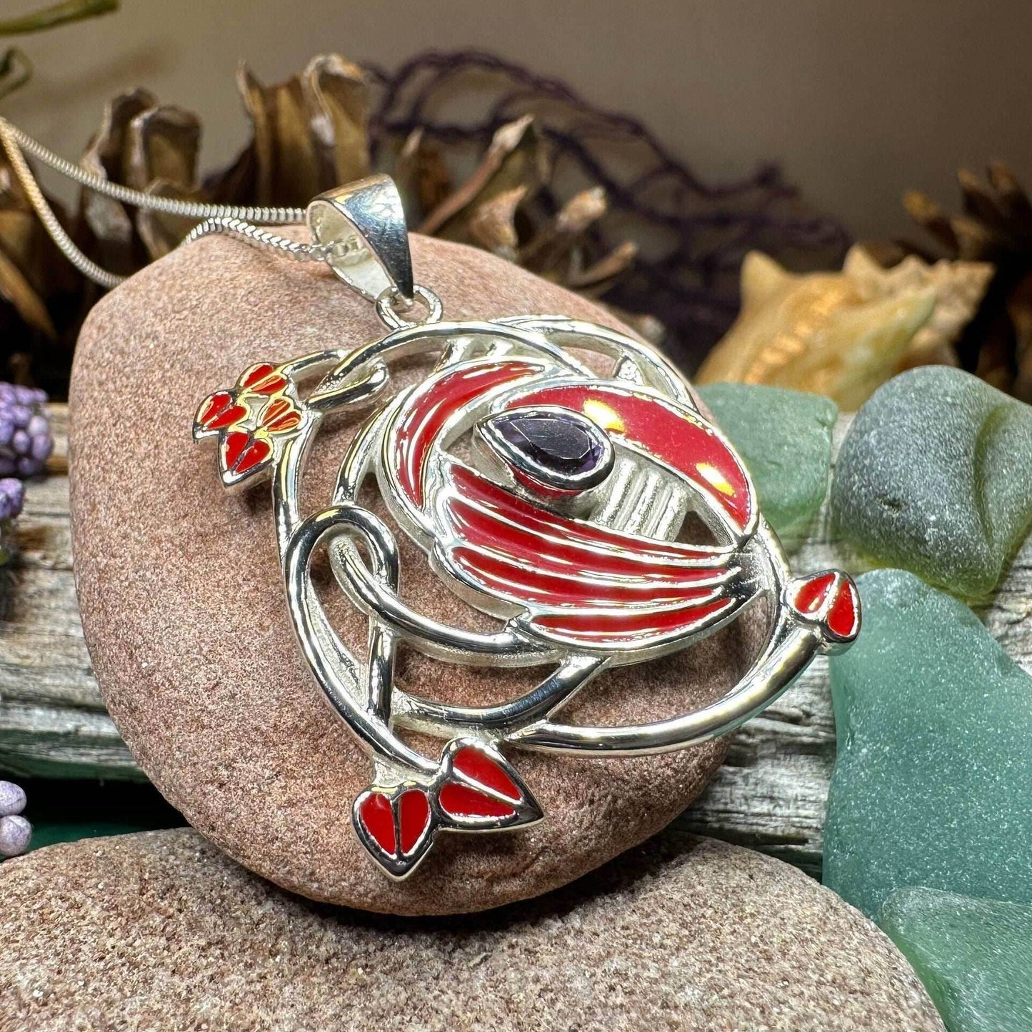 Red Flower Mackintosh Necklace - 18