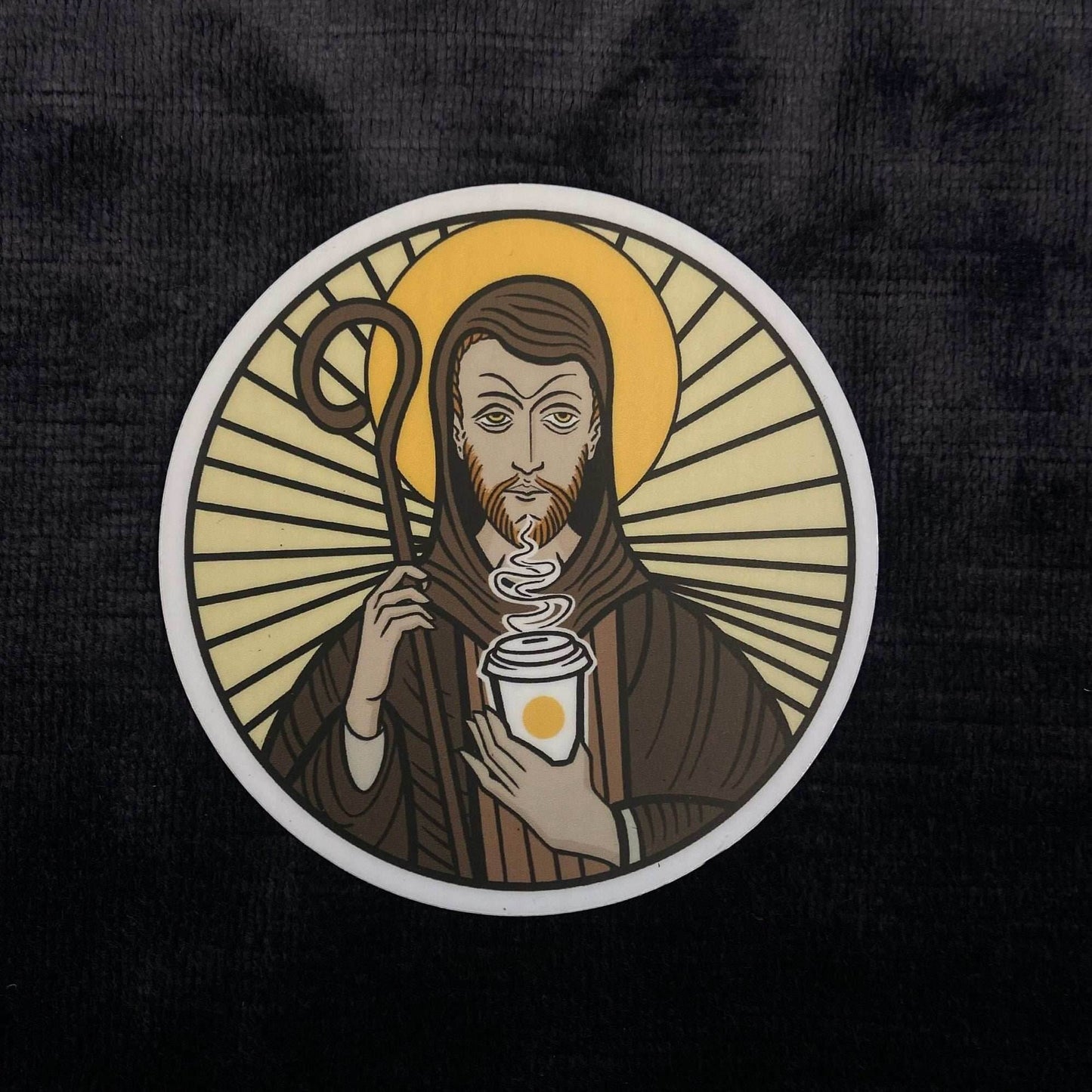 Coffee Cleric Vinyl Sticker – Divine Brew for Holy Mornings -