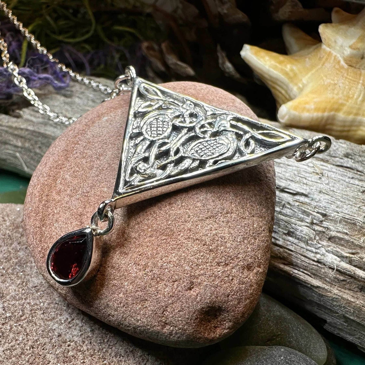 Kells Celtic Birds Necklace - Garnet