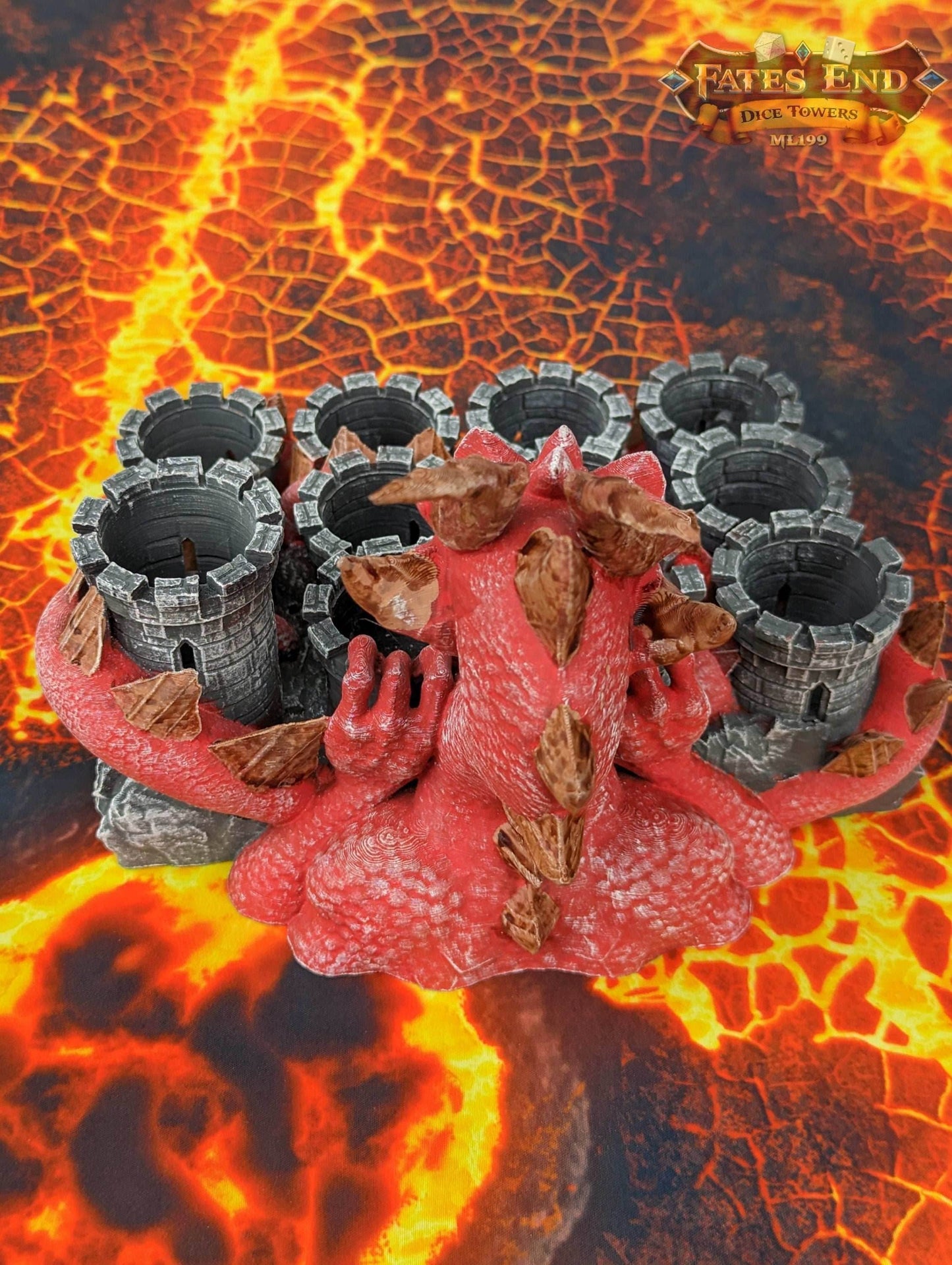 Dragon Paint Brush & Bottle Holder - Dice Tray - Fate's End Collection: Cradle Your Colors with the Majestic Grip of Mythical Wings. - Black / Scaling-50% Medium