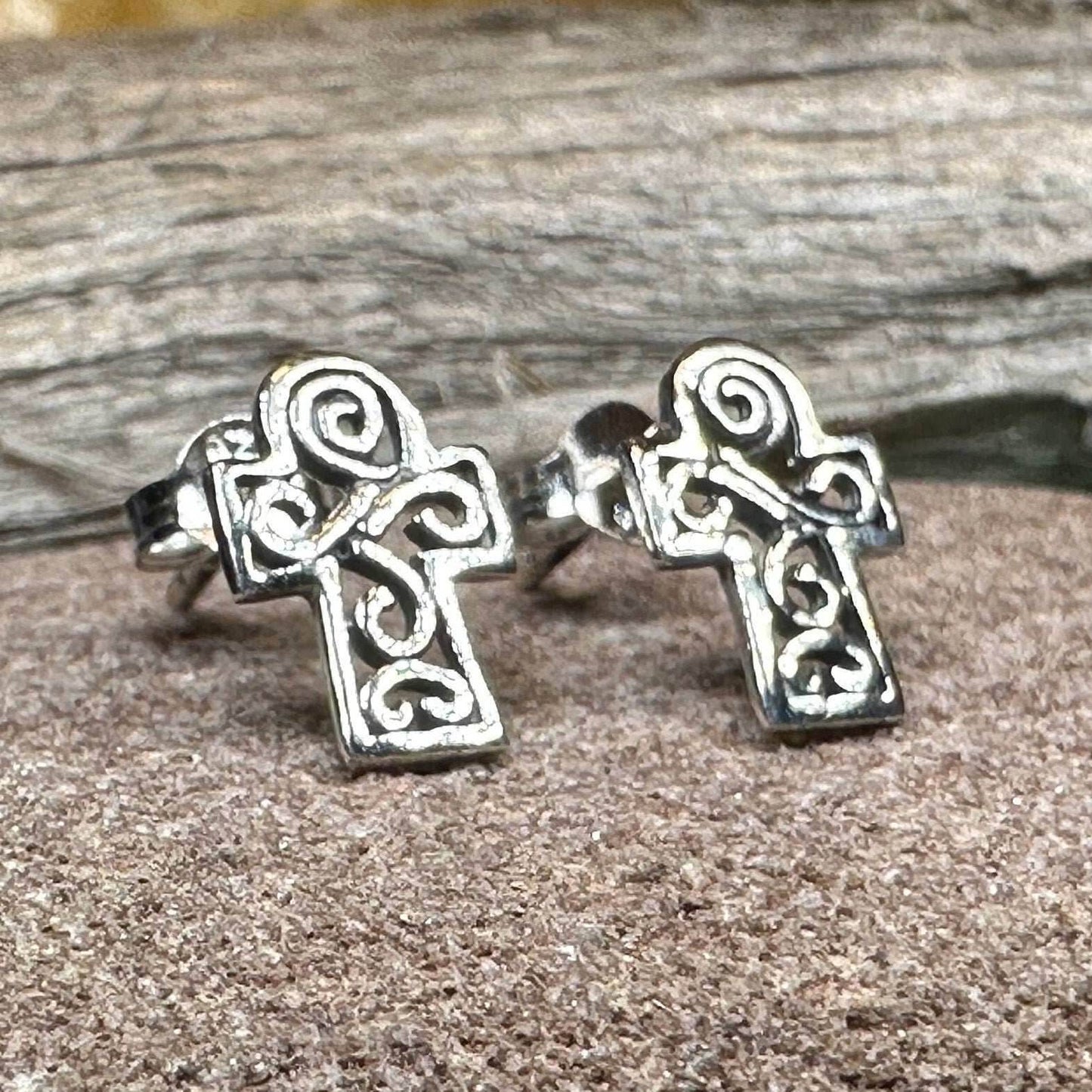 Iona Celtic Cross Post Earrings -