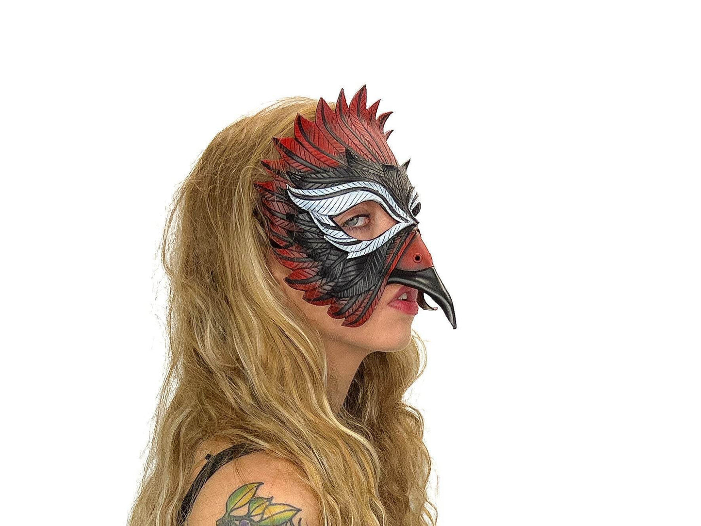 Red Raven Handmade Genuine Leather Mask -