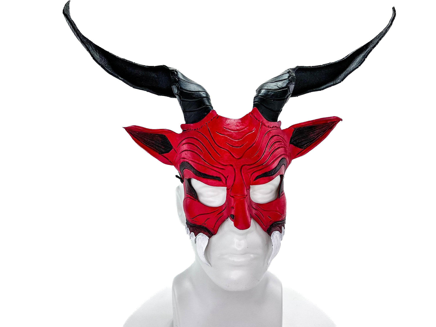 Krampus Handmade Genuine Leather Mask for Masquerade Cosplay or Halloween Costumes -