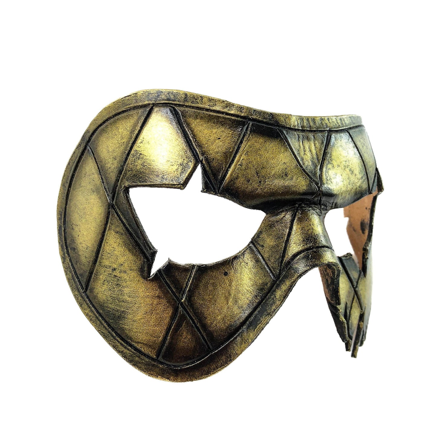 Harlequin Handmade Genuine Leather Mask in Gold -