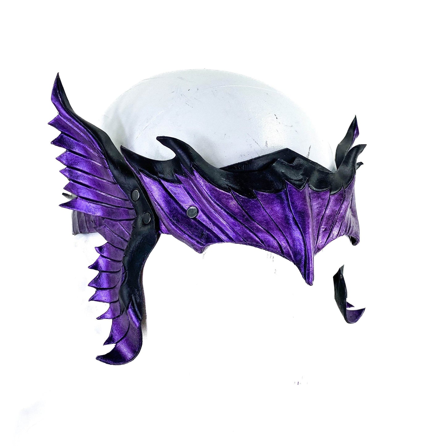 Masquerade Crown of Handmade Genuine Leather in Purple and Black -