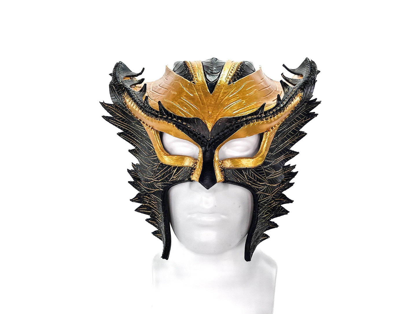 Winged Helmet Genuine Leather Mask -