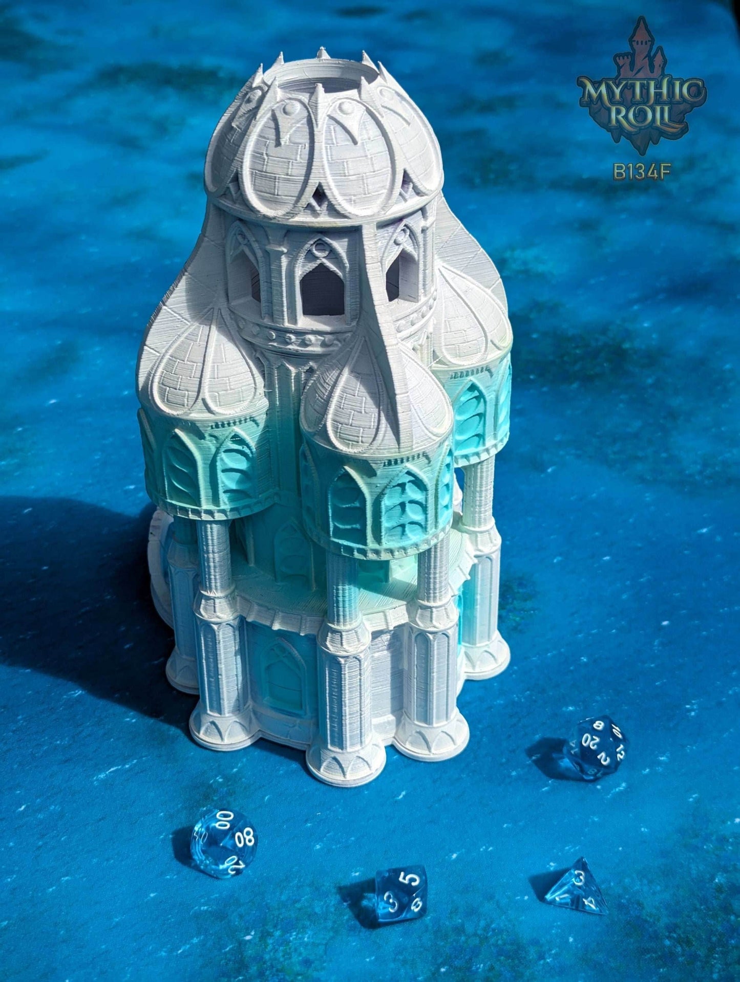 Siren Great Hall 3D Printed Dice Tower - Mythic Roll - Unchained Games - Echo Rolls Through the Melodies of Enchantment and Oceanic Majesty. - Black