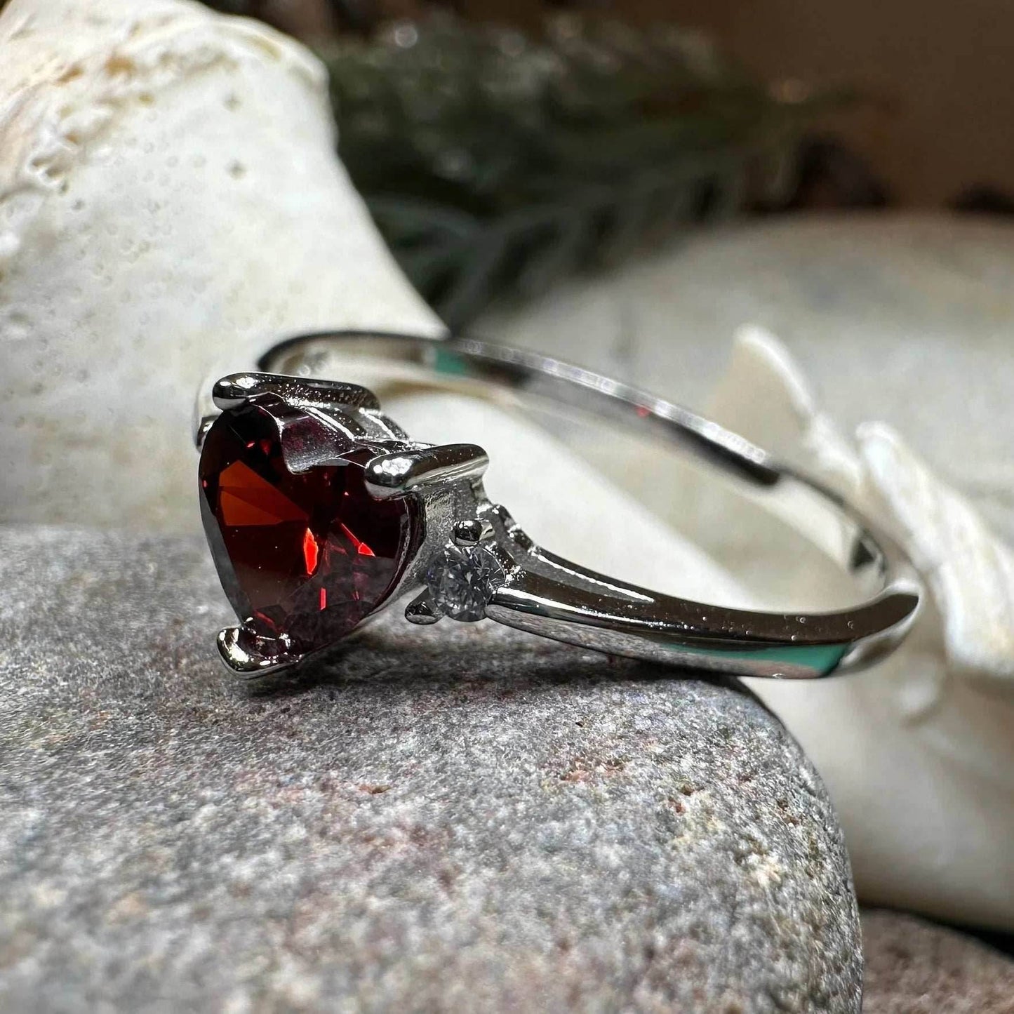 Garnet Love Heart Ring - 6