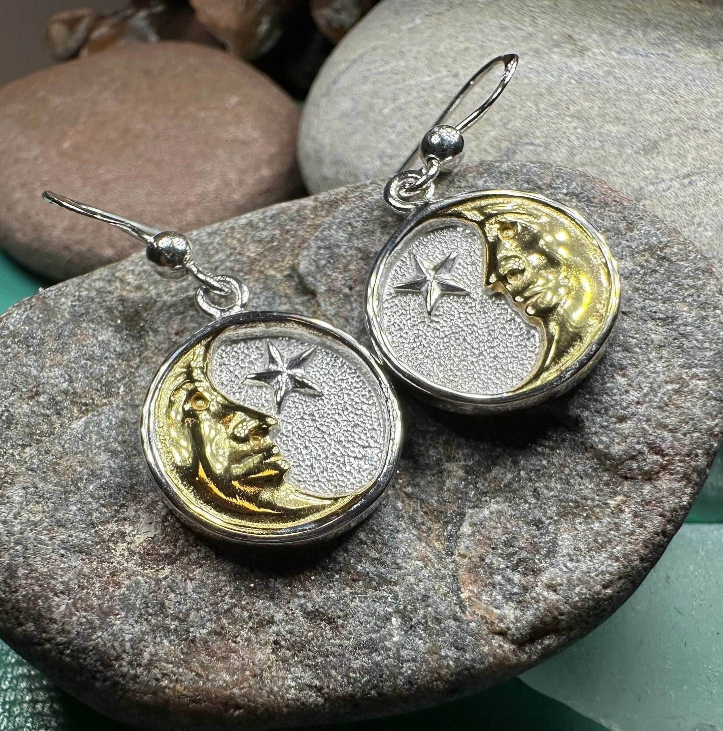 Golden Crescent Moon Earrings -