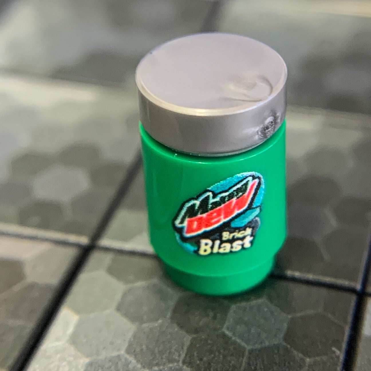 B3 Customs® Printed Making Dew (Brick Blast) Soda Can made using LEGO parts -