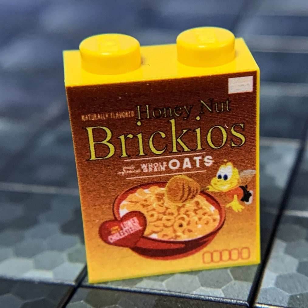 Honey Nut Brickios Cereal Custom Printed 1x2x2 Brick made using LEGO part - B3 Customs -