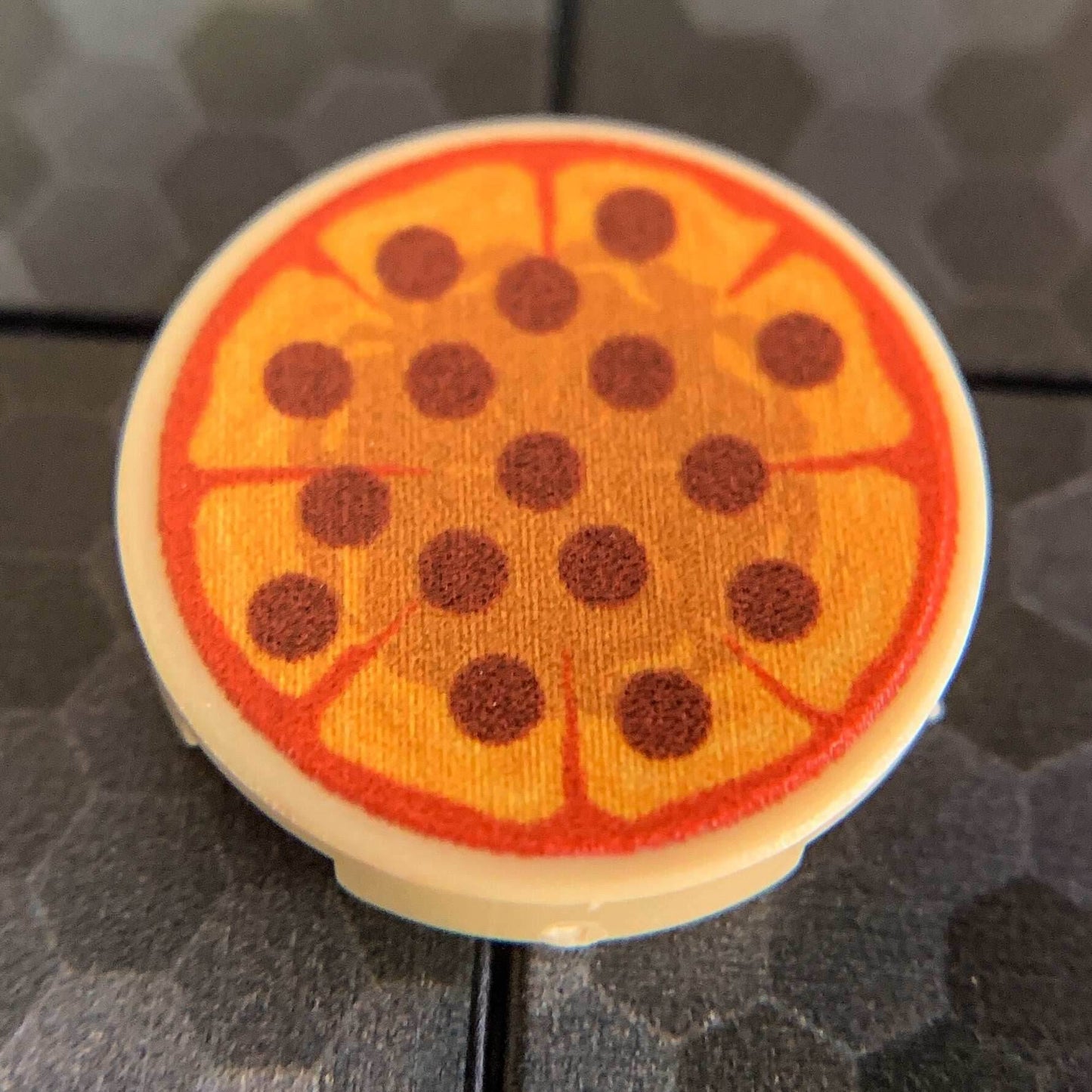 Pepperoni Pizza Pie Custom (2x2 Round Tile) made using LEGO part -