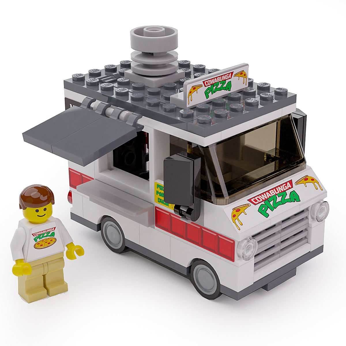 Cowabunga Pizza - B3 Customs® Food Truck w/ Minifigure -