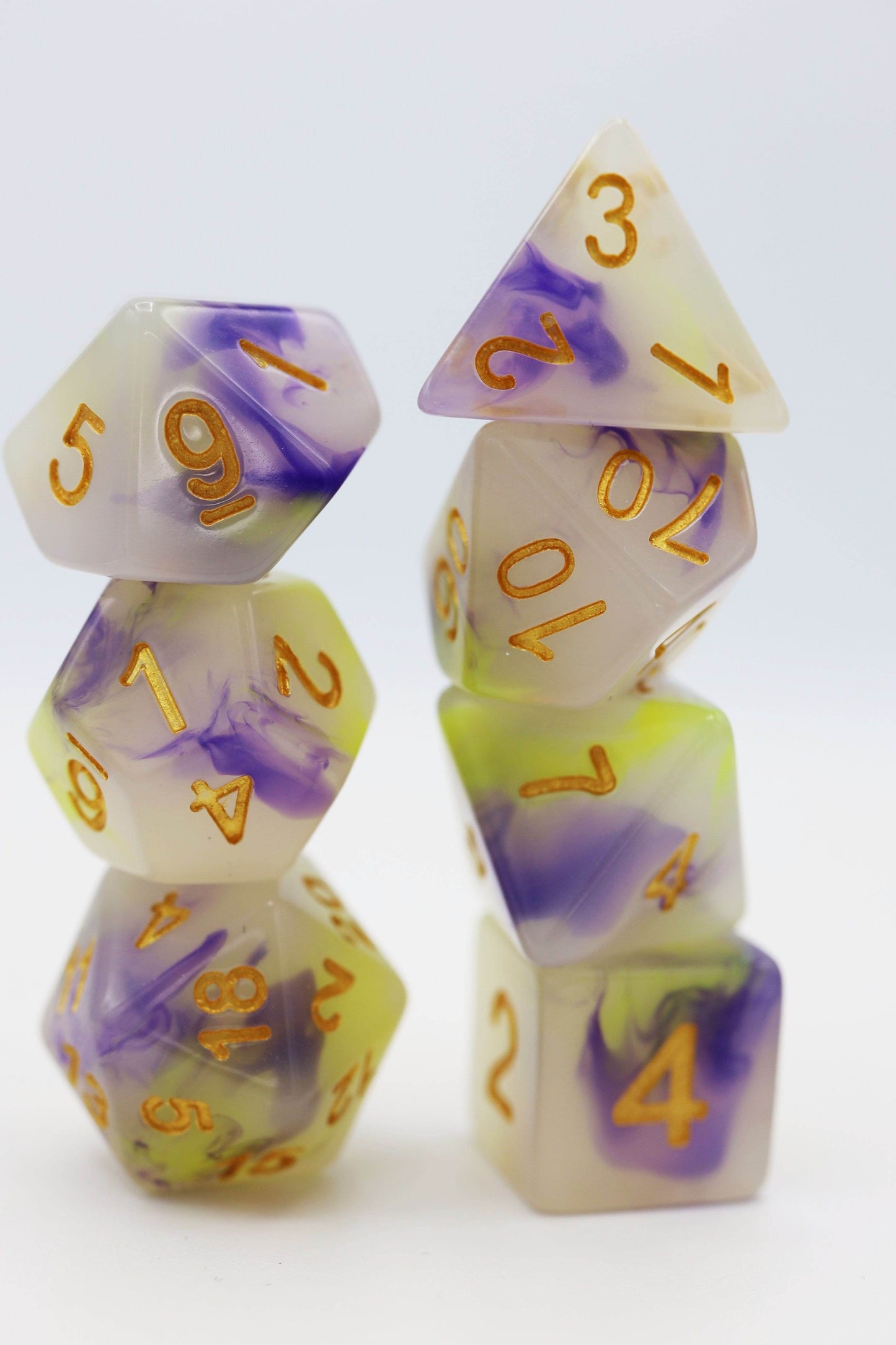 Yellow & Purple Jade RPG Dice Set -