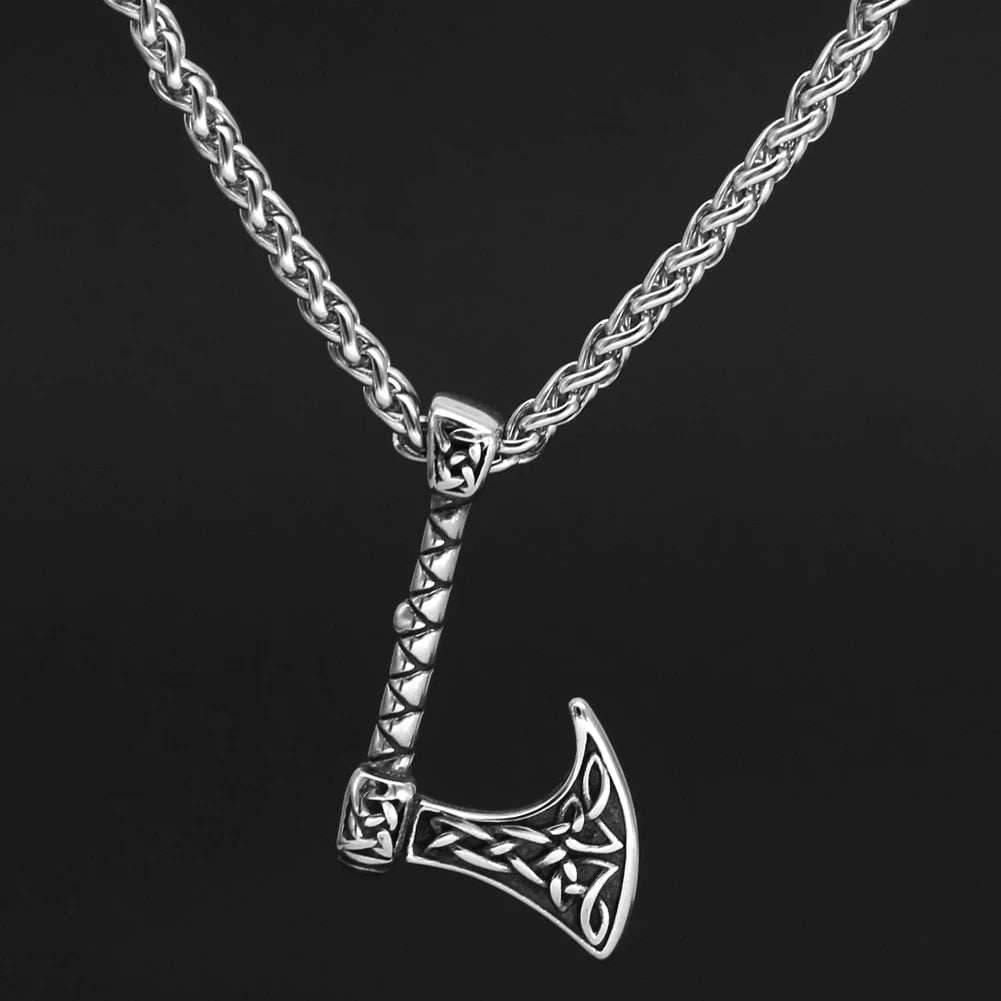 Vikings Axe Celtic Knot Stainless Steel Necklace -