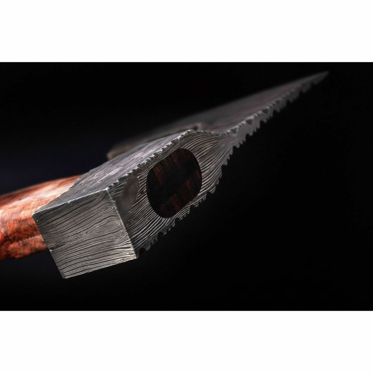 Pattern-Welded Damascus Viking Bearded Axe for Heavy Chopping and Trail Use