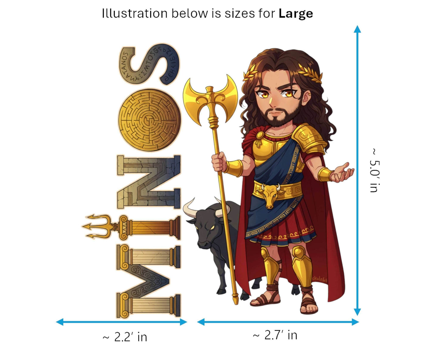 Minos Sticker and Magnet - Lord of the Labyrinth Mythkins™ – Legendary King of Crete | Waterproof & UV-Proof - Sticker / Large