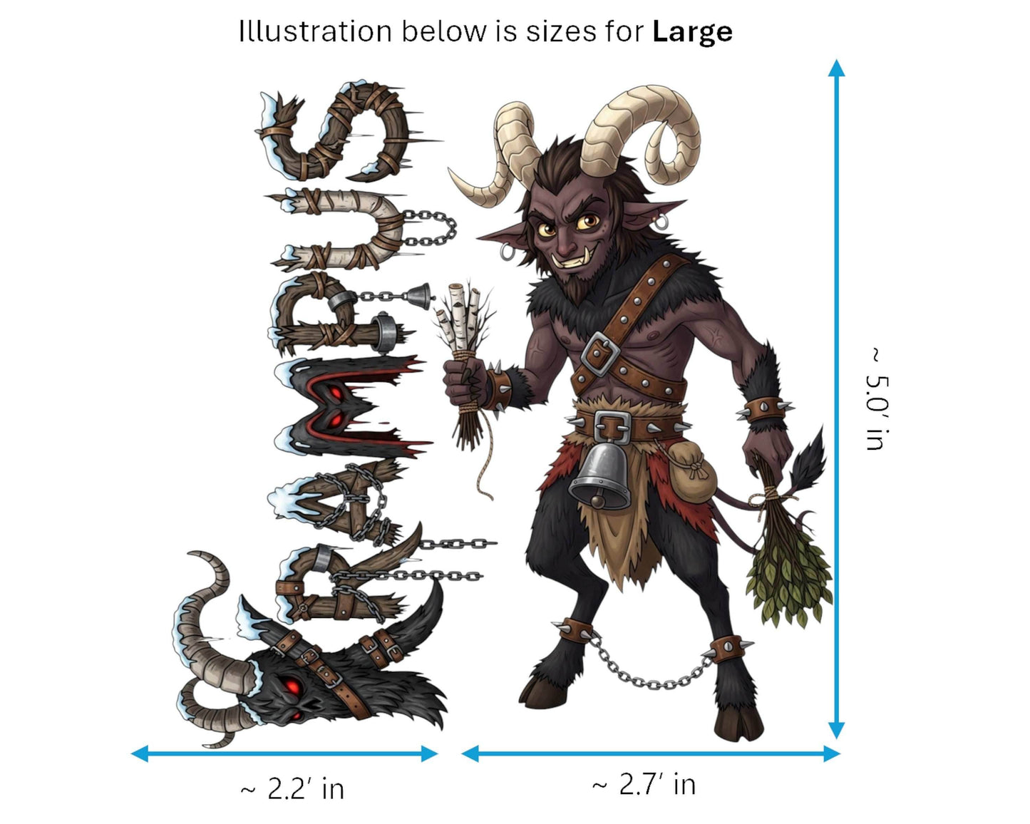 Krampus Sticker and Magnet - Shadow of Saint Nicholas Mythkins™ – Christmas Folklore Demon | Waterproof & UV-Proof - Sticker / Large