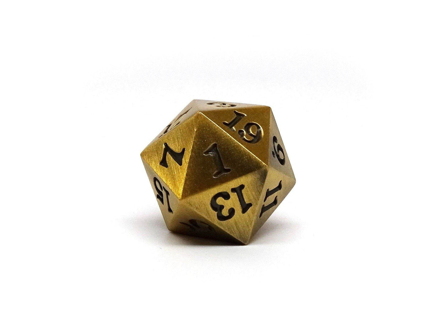 Legendary Gold D20 Dice - Metal Single 20 Sided Dice -