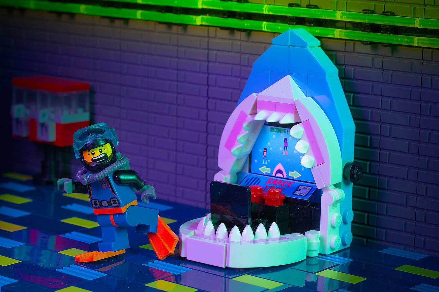 Shark Attack! Arcade Game made using LEGO parts - B3 Customs -