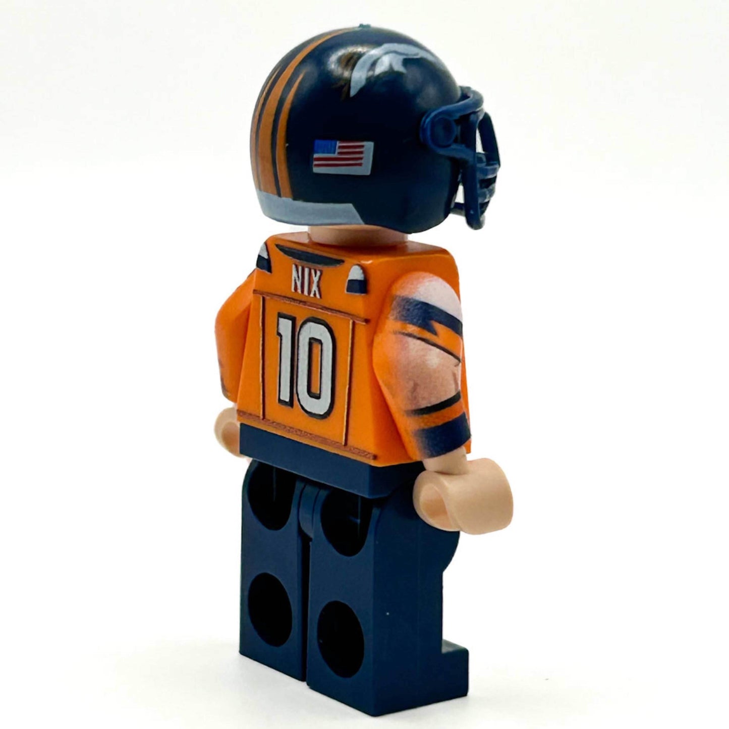 #10 QB Broncos Football Player Minifig made using LEGO parts - B3 Customs -