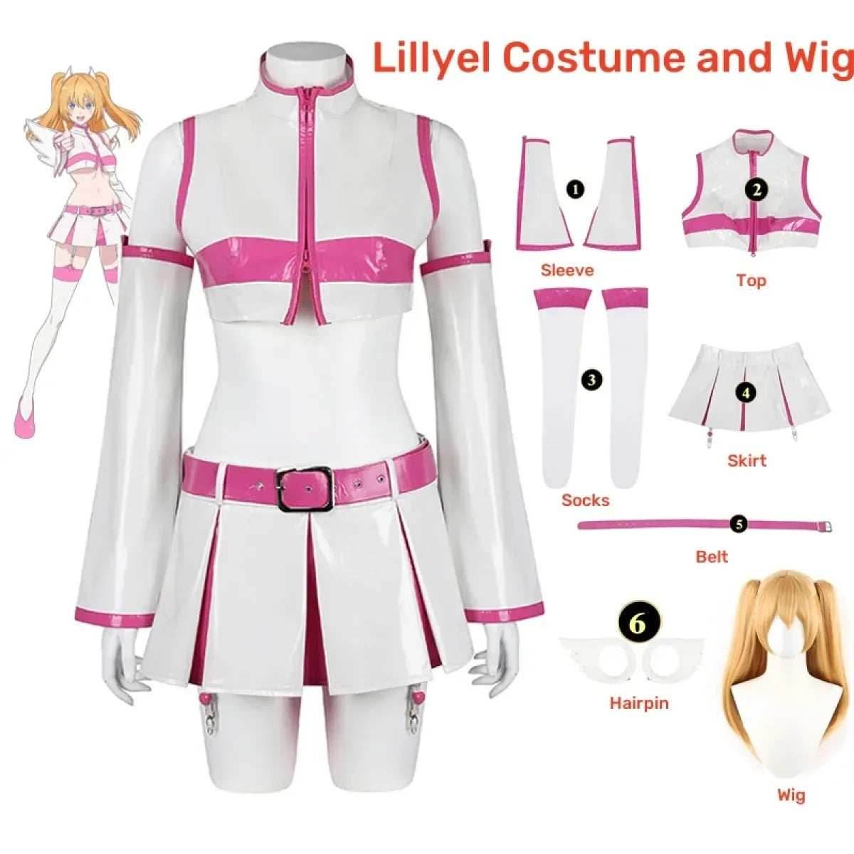 2.5D Seduction Lilysa Amano Cosplay Costume – Full Set with Wig - M / Cos and Wig