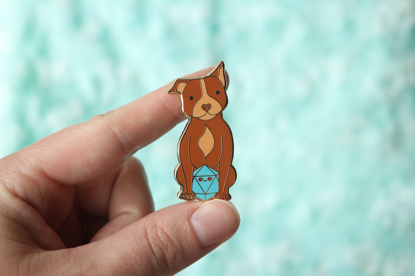 Pit Bull D20 Dice Buddy Enamel Pin