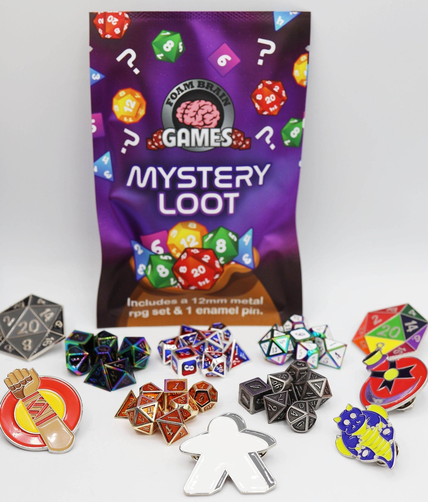 Epic Mystery Loot: Mini Metal RPG Set + Enamel Pin -