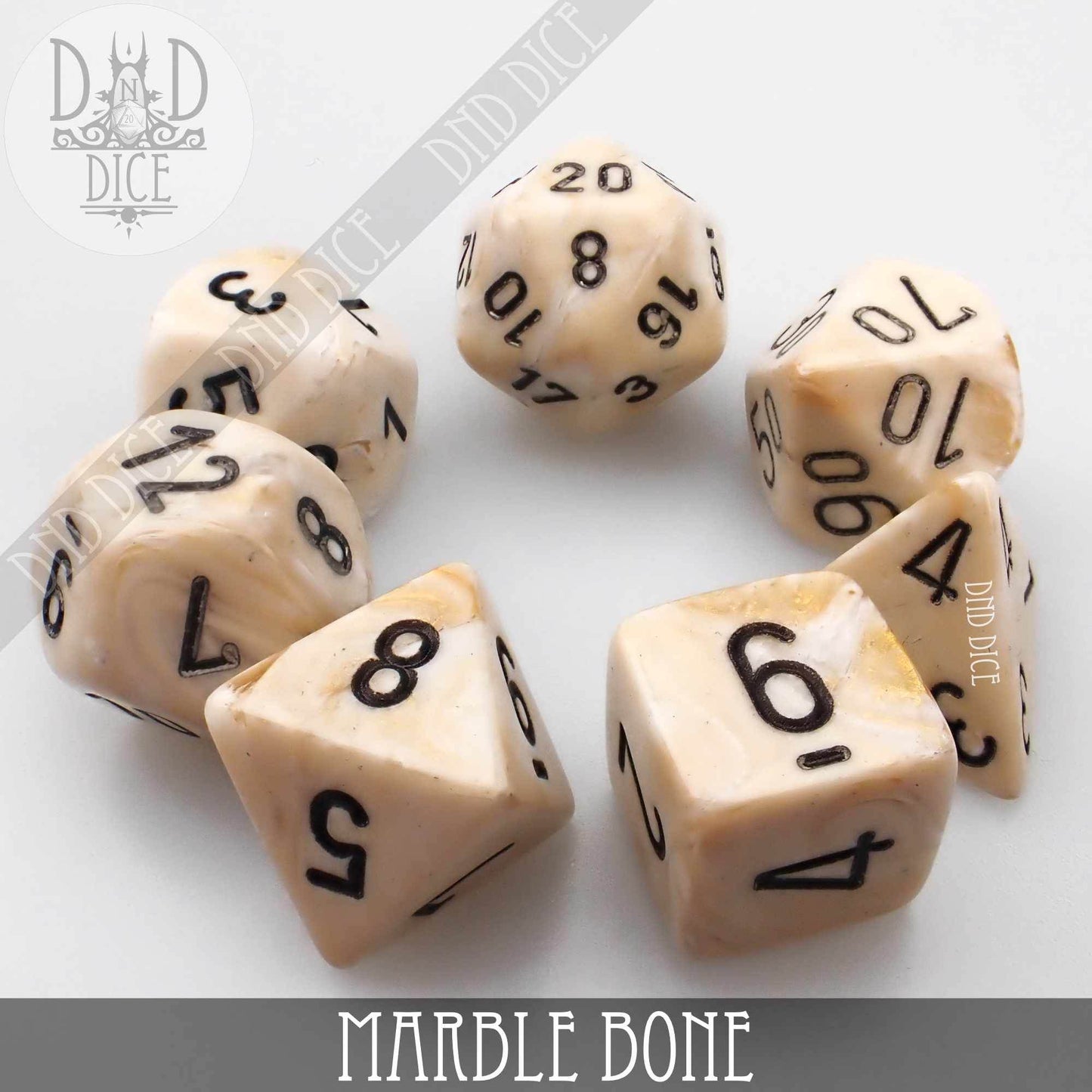 Marble Bone 7 or 11 Dice Set - 7 Dice Set