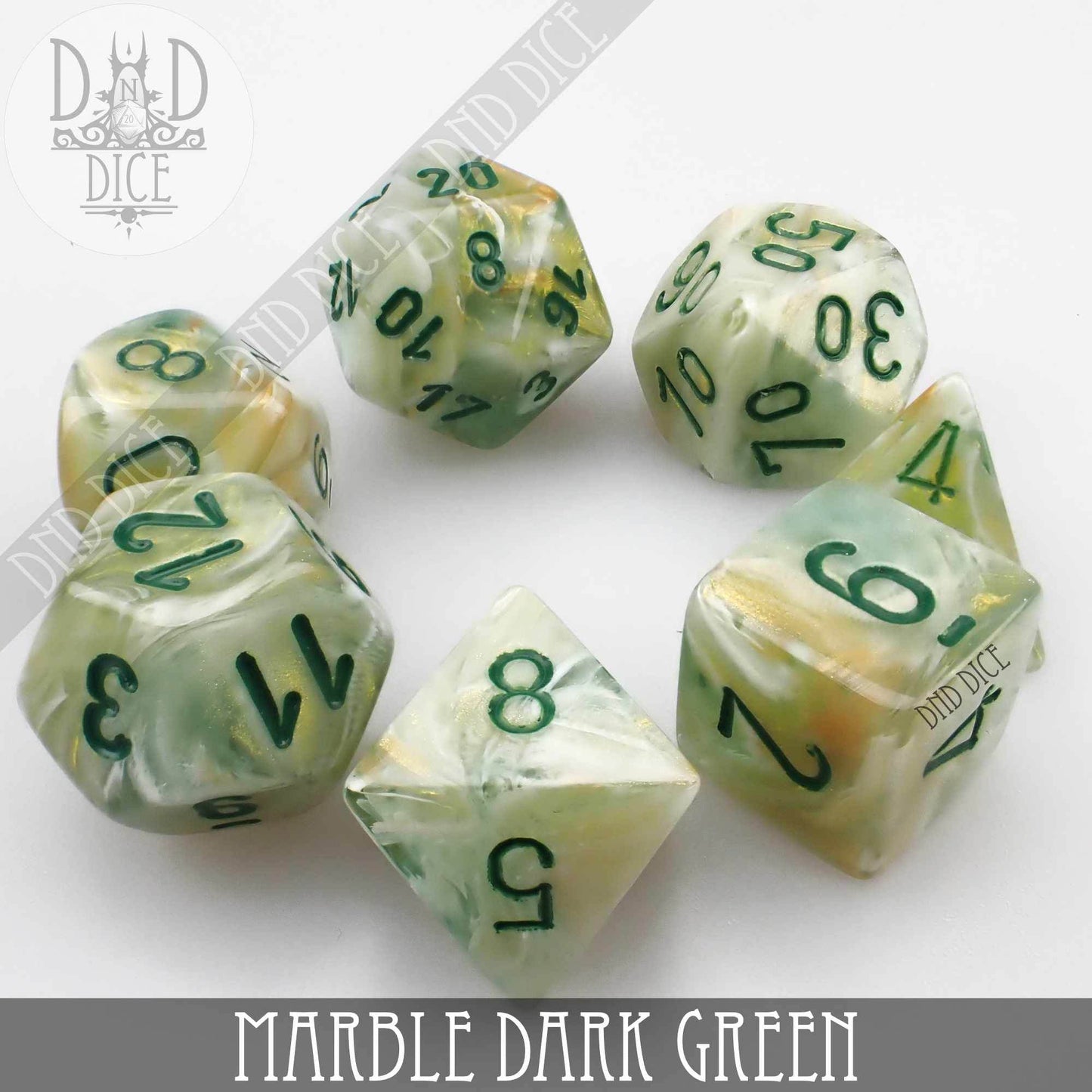 Marble Dark Green Dice Set -