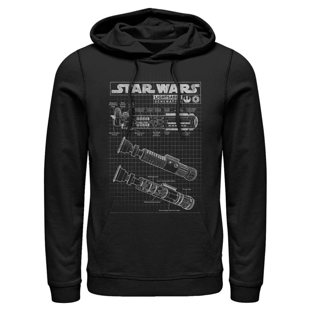 Men's Star Wars Saber Diagram Lightweight Hoodie - BLACK / S