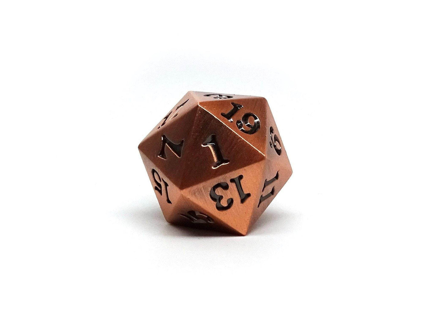 Legendary Copper D20 Dice - Metal Single 20 Sided Dice -