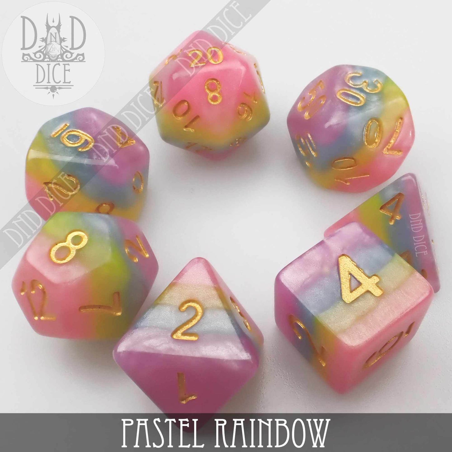 Pastel Rainbow Dice Set -