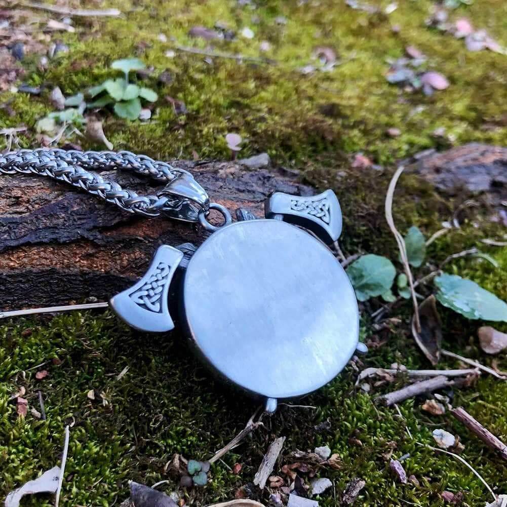 Vikings Odin and Axe Stainless Steel Necklace -
