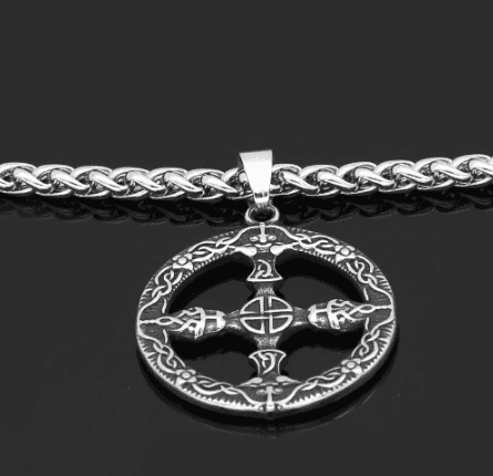 Celtic Shield Knot and Cross Stainless Steel Necklace -