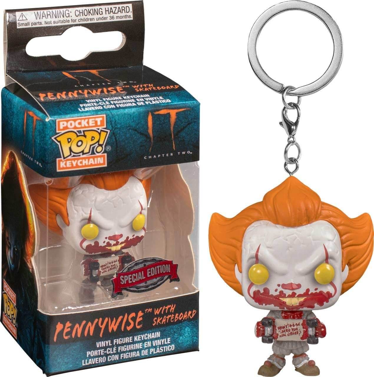 Funko POP! Keychain: It - Pennywise with Skateboard Pocket Keychain Special Edition Exclusive -