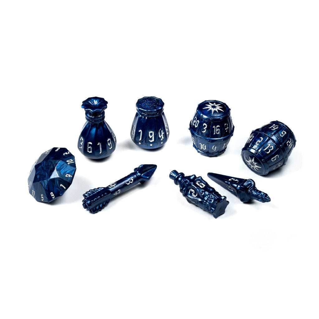 PolyHero Rogue 8 Dice Set - Midnight Blue -