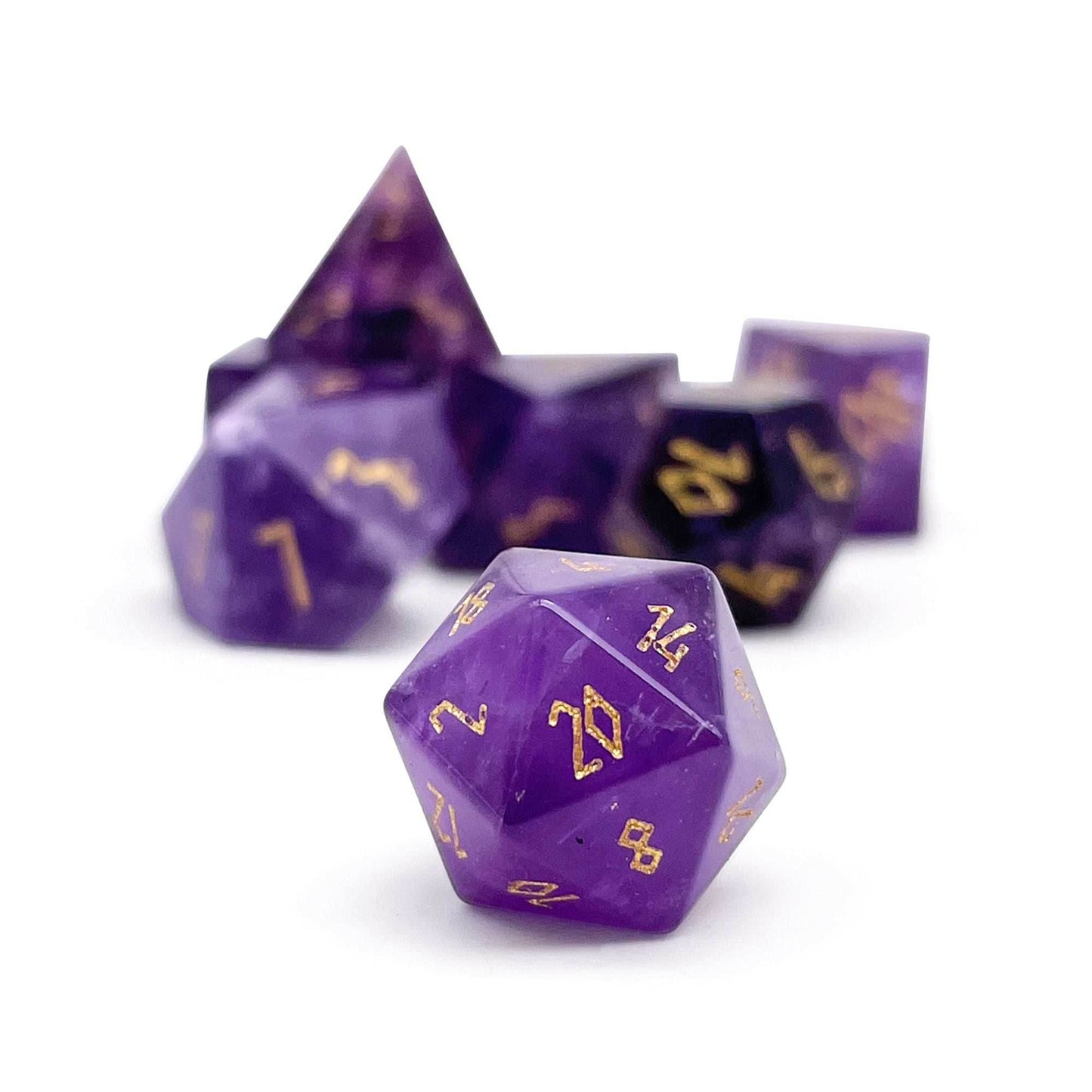 Amethyst - Pebble RPG Set Gemstone Dice -