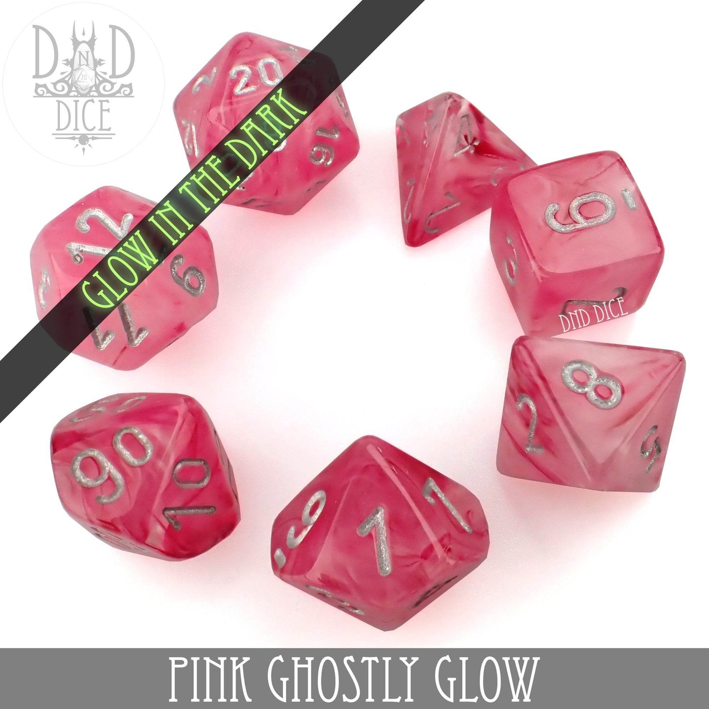 Pink Ghostly Glow Dice Set -