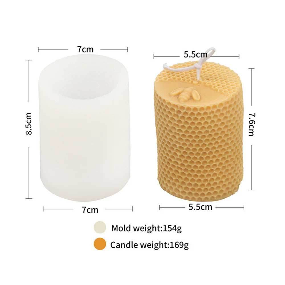 3D Honeycomb Beeswax Aromatherapy Handmade Candle With Mold - Circular
