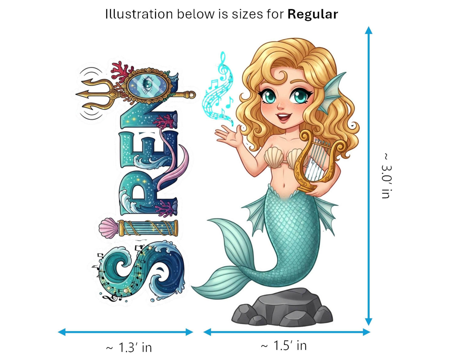 Siren Sticker and Magnet - Enchanter of the Seas Mythkins™ – Mythical Sea Creature | Waterproof & UV-Proof - Sticker / Regular