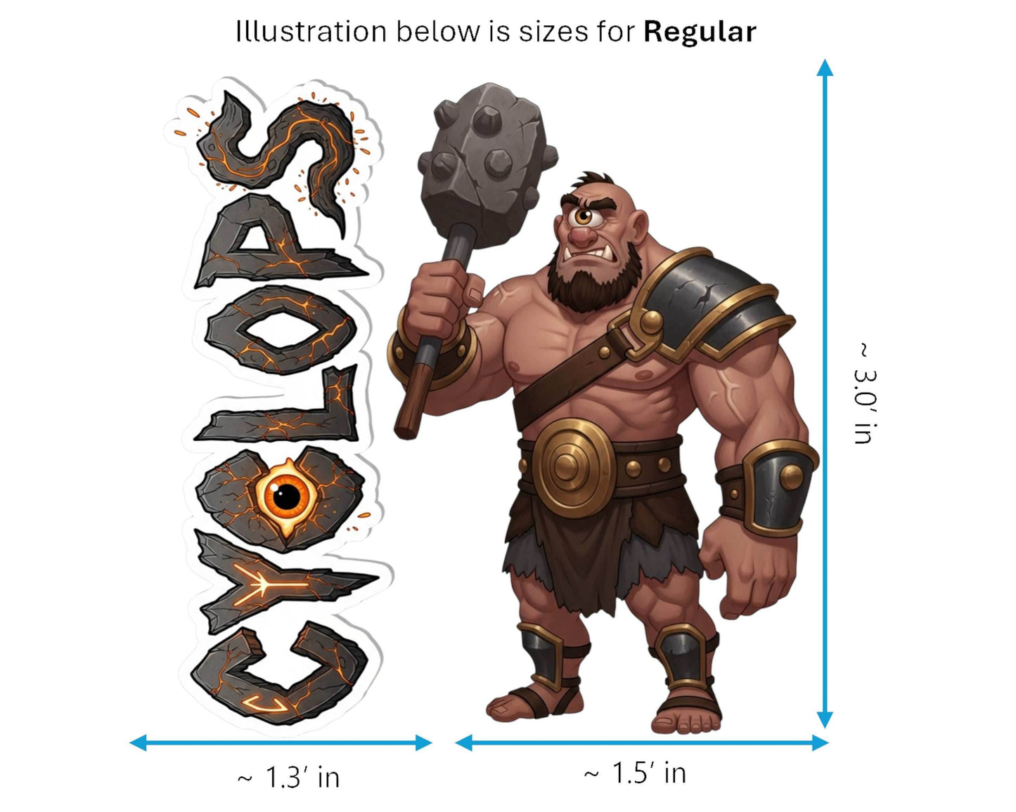 Cyclops Sticker and Magnet - the Elder Smith Mythkins™ – Greek Mythical Giant | Waterproof & UV-Proof - Sticker / Regular