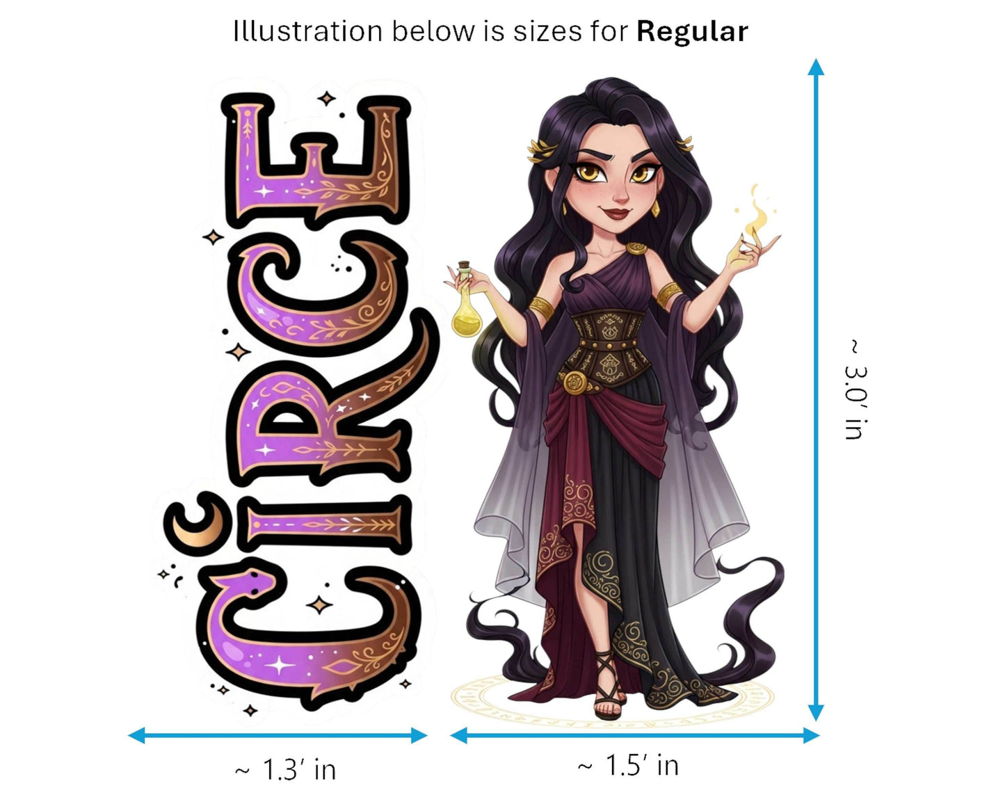 Circe Sticker and Magnet - Enchantress of Aeaea Mythkins™ – Greek Mythology Sorceress | Waterproof & UV-Proof - Sticker / Regular