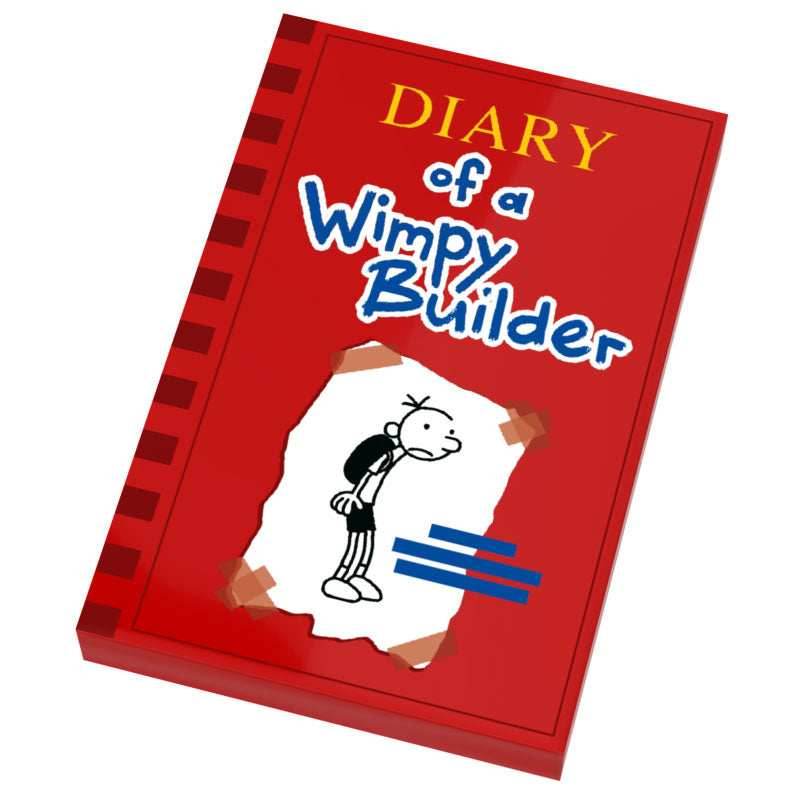 Diary of a Wimpy Builder Book (2x3 Tile) made using LEGO part - B3 Customs -