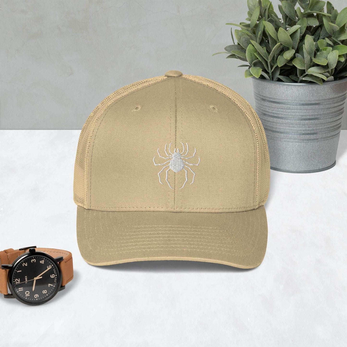 HXH Phantom Spider Anime Embroidered Trucker Hat - Khaki