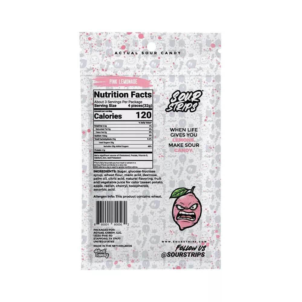 Sour Strips Pink Lemonade (104g) -